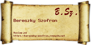 Bereszky Szofron névjegykártya